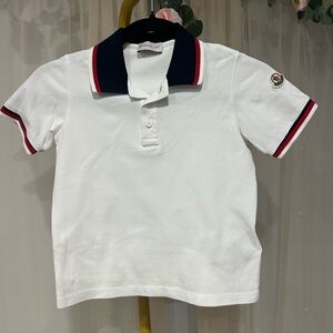Moncler Kids White Polo Shirt Size 8 Authentic
